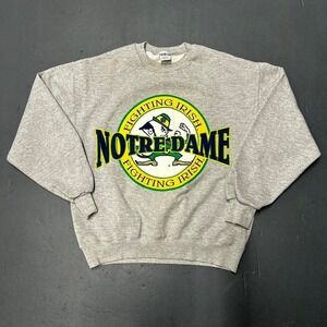 Vintage 90s University of Notre dame fighting Irish grey crewneck sweatshirt